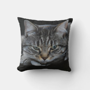 Wild african tiger cat picture, cat lover cushion