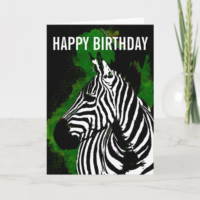 Wild African Zebra Night Birthday Card (Front)