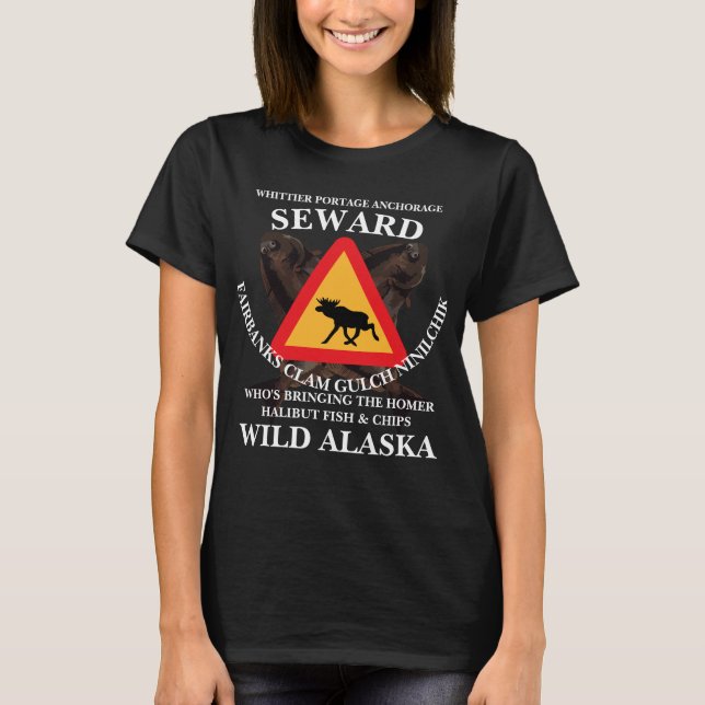 WILD ALASKA CARIBOU SAUSAGE HALIBUT FISH & CHIPS T-Shirt (Front)