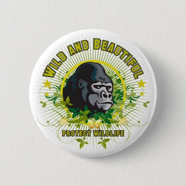 Wild and beautiful Gorilla 6 Cm Round Badge (Front)