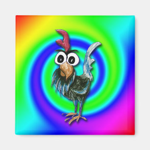 Wild and Crazy Rooster Magnet
