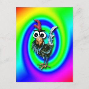 Wild and Crazy Rooster Postcard