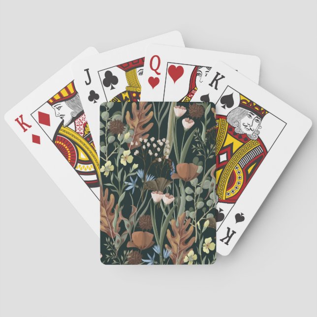Wild and Dried Flowers Pattern. Playing Cards (Back)