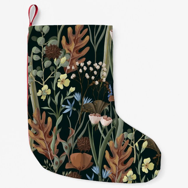 Wild and Dried Flowers Pattern. Small Christmas Stocking (Front)