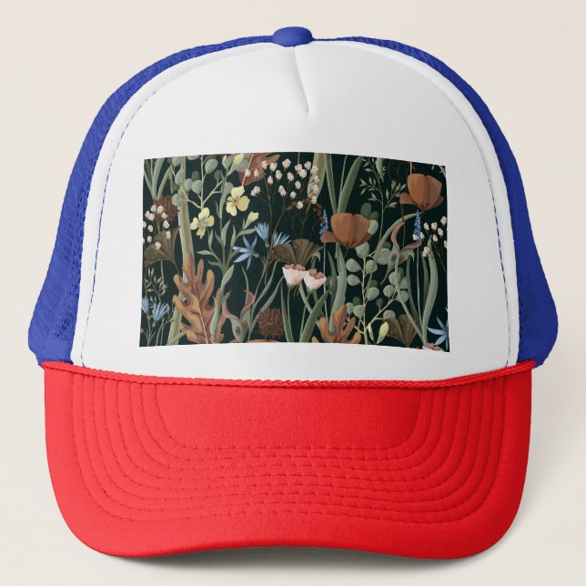 Wild and Dried Flowers Pattern. Trucker Hat (Front)