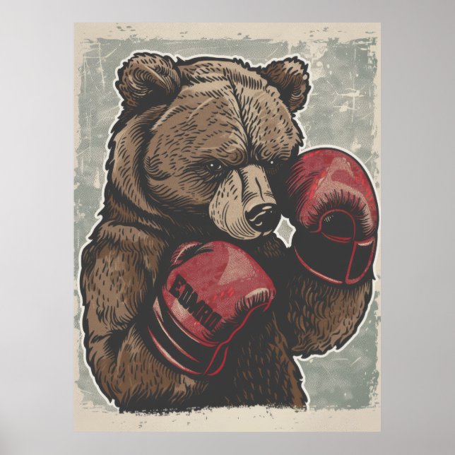 Wild and Fierce Boxing Bear Poster (Front)