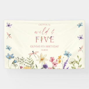 Wild and Five Wildflower 5th Birthday Party Banner