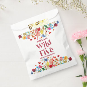 Wild and Five Wildflower 5th Fifth Birthday Party Favour Bag