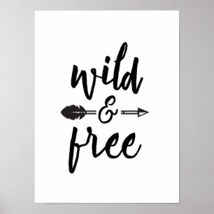 Wild and free arrow ampersand nursery art print