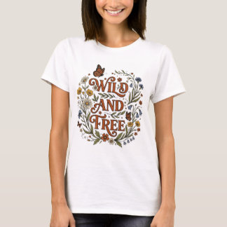Wild And Free Boho Floral Butterfly T-Shirt