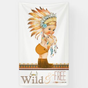 Wild and Free Boys Tribal Baby Shower Banner