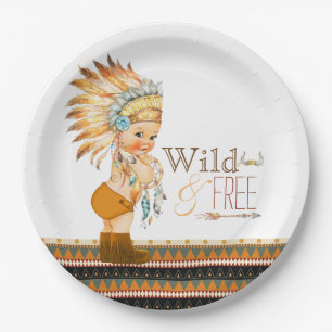 Wild and Free Boys Tribal Baby Shower Paper Plate