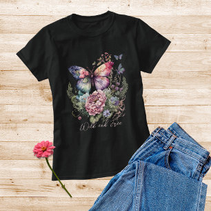 Wild And Free Butterfly Floral Wild Flowers Tri-Blend Shirt