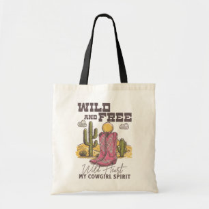 Wild and Free – Cowgirl Spirit Western Boots Tote Bag