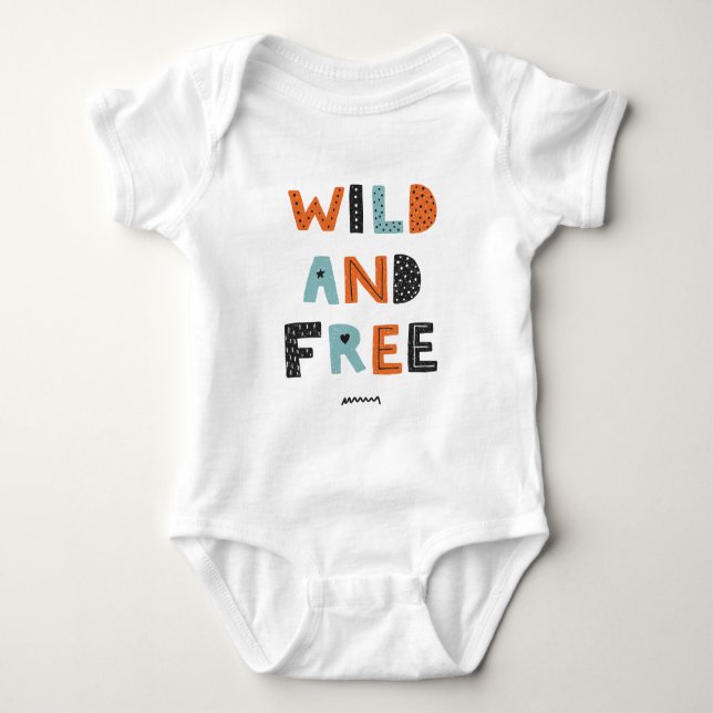Wild and Free | Doodle Letters Baby Bodysuit (Front)