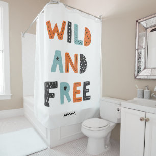 Wild and Free   Doodle Letters Shower Curtain