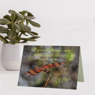 Wild and Free Golden Dragonfly Blank Note Card