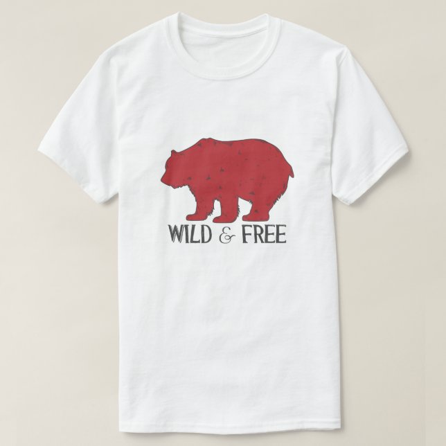 Wild and Free Grizzly bear T-Shirt (Design Front)