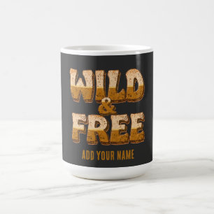 Wild and Free - Retro 70s Groovy Typography Coffee Mug
