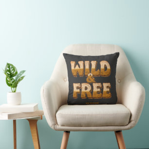 Wild and Free - Retro 70s Groovy Typography Cushion