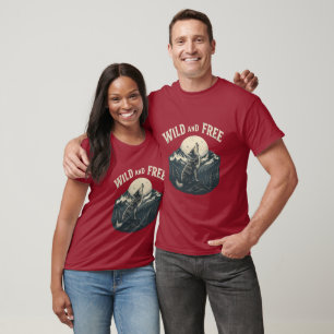 "Wild and Free: Retro Wolf Moon T-Shirt Design"