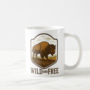 Wild and Free Vintage Bison Artwork Coffee Mug