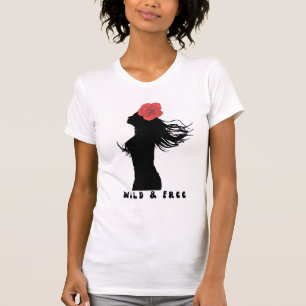 Wild and Free Woman Silhouette Rose Poster Art T-Shirt