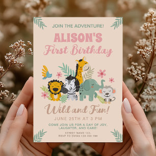 Wild and Fun First Birthday Invitation
