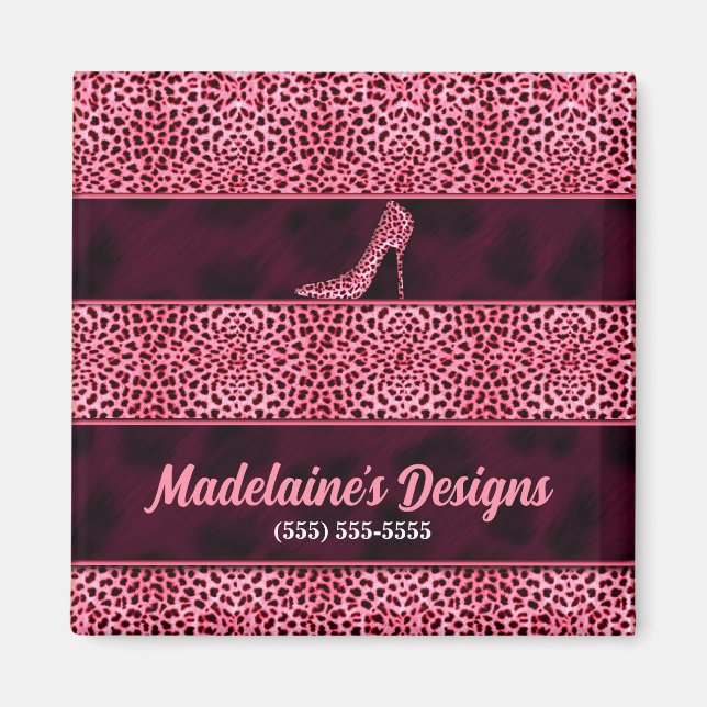 Wild and Girly Pink Cheetah Print Magnet (Front)