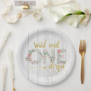 Wild and Onederful Baby Girl First Birthday Paper  Plate