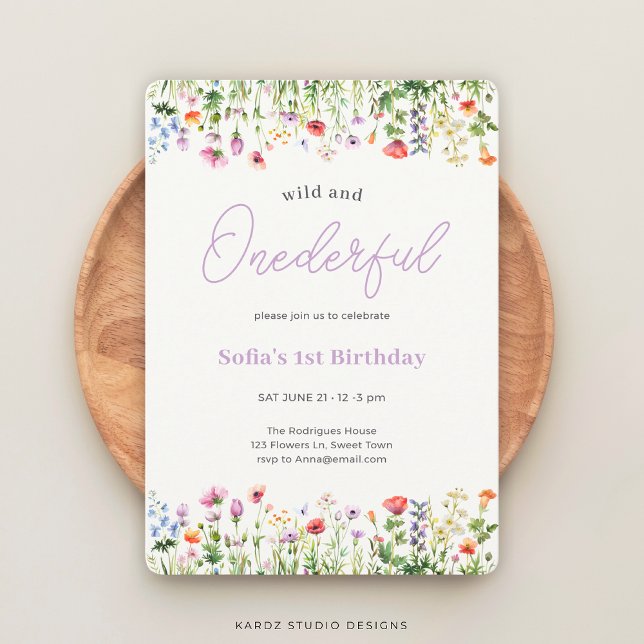 Wild and Onederful First Birthday Invitation (Invite shown in 5 x 7 in. With round corners, choose corner style before checkout)