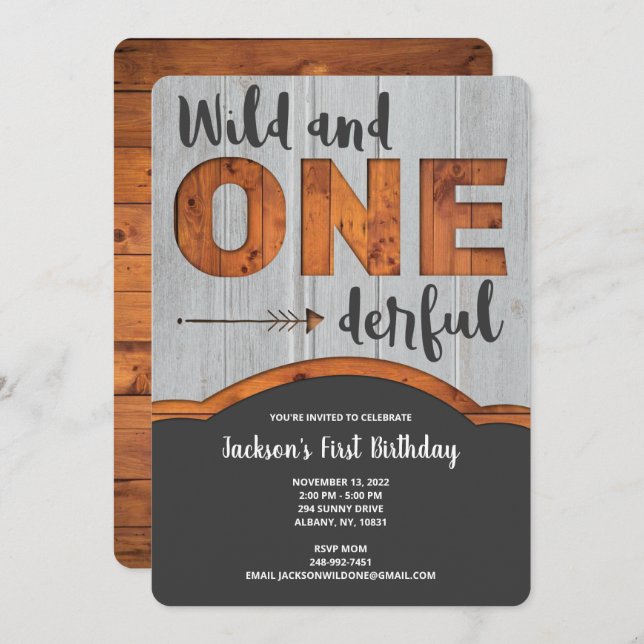 Wild and Onederful First Birthday Invitation (Front/Back)