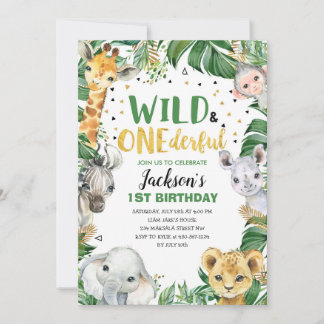 Wild and Onederful Jungle Safari 1st Birthday Invitation