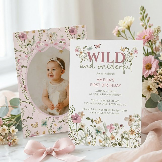 Wild and Onederful Wildflower 1st Birthday Invitation (Creator Uploaded)
