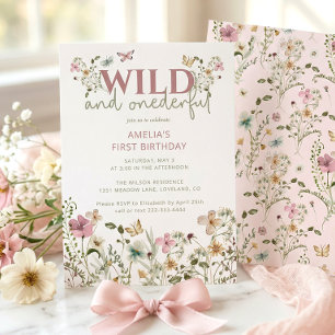 Wild and Onederful Wildflower 1st Birthday Invitation