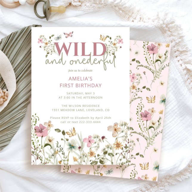 Wild and Onederful Wildflower 1st Birthday Invitation (Creator Uploaded)