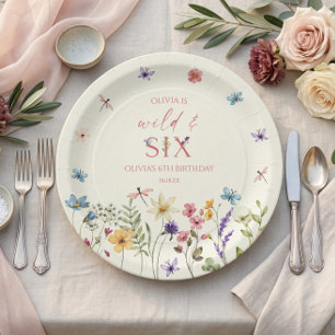 Wild and Six Wildflower 6th Birthday Party Paper Plate