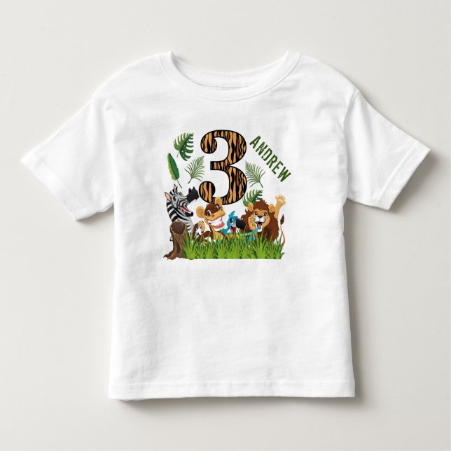 Wild And Three 3rd Birthday Toddler T-Shirt (Front)