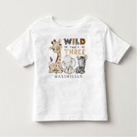 Wild and Three Birthday Jungle Baby T-Shirt