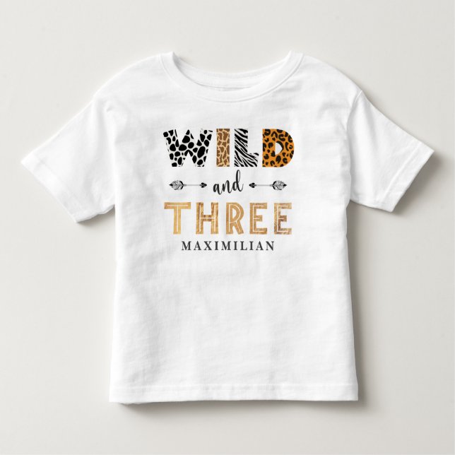 Wild and Three Birthday safari Baby T-Shirt (Front)