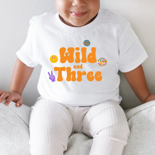  Wild and Three Retro 70's 3rd Third Birthday Toddler T-Shirt