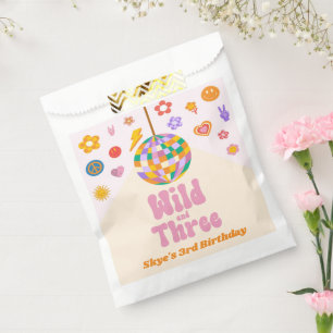 Wild and Three Retro Disco Ball 3rd Birthday Party Favour Bag