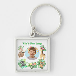 Wild and Three Safari Baby Animals Photo Birthday  Key Ring