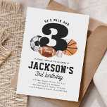 Wild and Three Sports 3rd Birthday Invitation<br><div class="desc">Invite friends and family to your kiddo's birthday party with this sports themed invitation.</div>