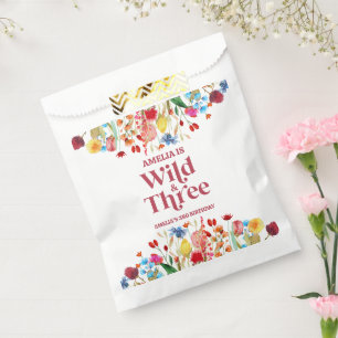 Wild and Three Wildflower Third 3rd Birthday Party Favour Bag