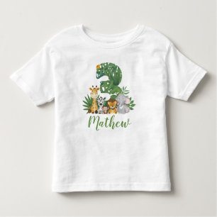 Wild and Tree 3rd Safari Birthday Jungle Animals Toddler T-Shirt