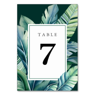 Wild and Tropical Leaves Exotic Foliage Green Table Number