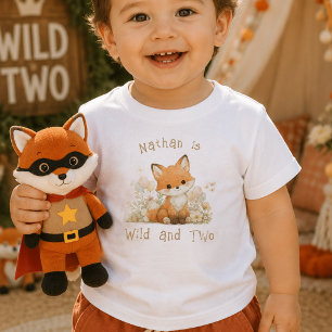 Wild and Two Custom Name 2nd Birthday Baby Shirt