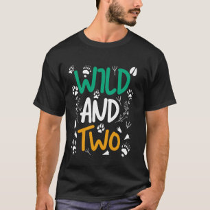 Wild and Two Funny 2nd Birthday Zoo Safari Animal  T-Shirt