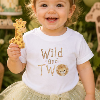 Wild and Two Lion 2nd Birthday Baby Girl T-Shirt
